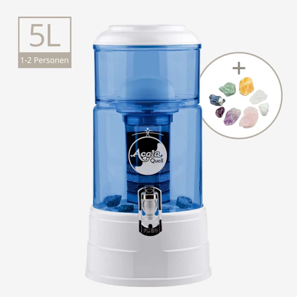 AcalaQuell Mini Wasserfilter 5 Liter Weiss Blau Sauberes Trinkwasser