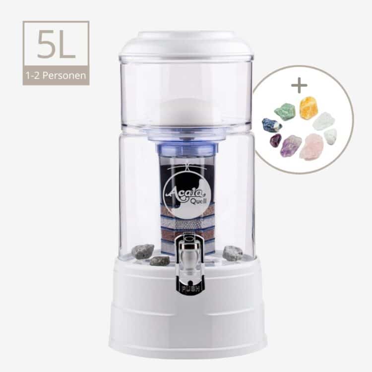 AcalaQuell Mini Wasserfilter 5 Liter Weiss Klar Sauberes Trinkwasser