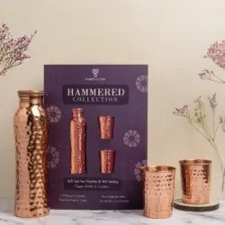 kupfer-geschenkset-gehämmert-flasche-becher