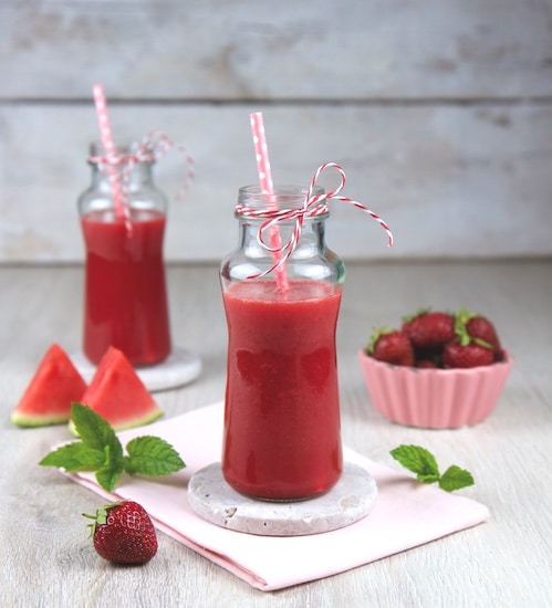 melonen erdbeer minze saft rezept happy vita